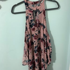 Cold Shoulder pink floral dress